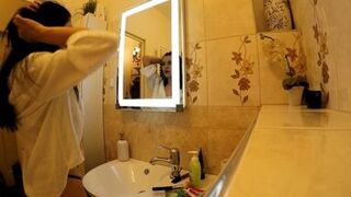 All Natural Big Tits Big Ass Hottest Brunette MILF Babe Fake Photoshoot Ends up with Cumming on Tits - 4 image