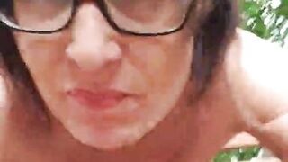 Publuc Squirting outdoor in nature