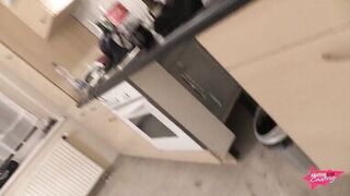 Trio with golden-haired virgin and tattooed model with large scoops