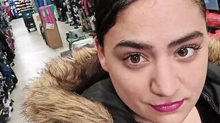 Hawt angel at the public store juicy twat pumping with are biggest sex toy