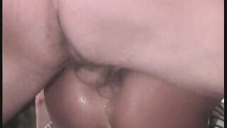 Enjoyable honey groans as this babe receives team-fucked hard doggy style on the daybed