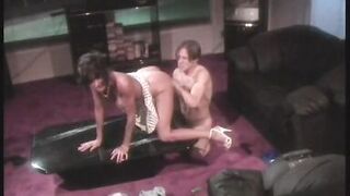 Enjoyable honey groans as this babe receives team-fucked hard doggy style on the daybed