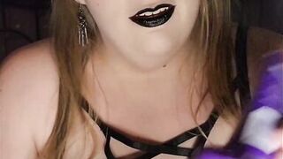 Halloween Special black lipstick solo anal fuck with big clear dildo - 4 image