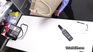 Fucking curvy dress stealing MILF on the backroom desk