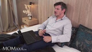 MOMxxx Caught masturbating by big tits blonde MILF Jarushka Ross facesitting and fast fuck