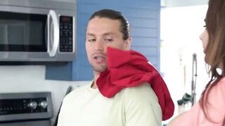 Stepmom Natasha Nice seduces stepson with her massive tits and takes his load