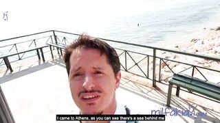 Watch Costas Antonius & Rosa Rozita get wild in public taxi ride with busty babes bouncing their boobs - 1 image