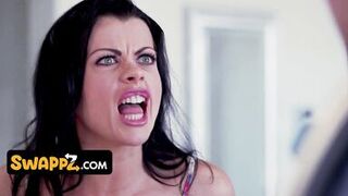 Stepmom Dee Williams, Nadia White & Rion King get wild with stepson's massive natural tits & curvy bodies - 2 image