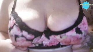 Watch Pinky Pussy strip and get wild in public with her massive tits bouncing! - 3 image