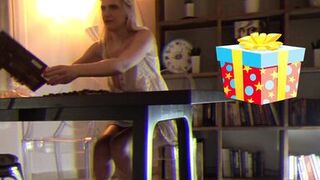 All Natural Wonderfully Beautiful Big Boobs Blonde Wife in Sexy White Summer Dress teases to seduce - 15 image