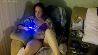 Busty Long Hair Gamer Girl In Bra and Panties Playing Smoking Cigarettes Part 2 - 8 image
