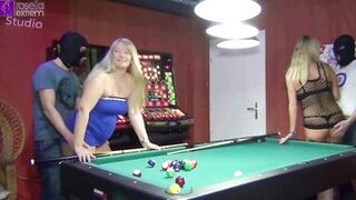 Tina and Rosella on Tour! Hard Public Fucking in a Billiard Cafe! - 2 image