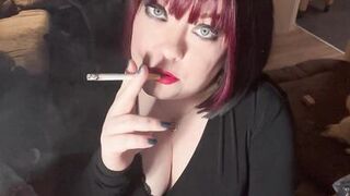 British Tart Tina Snua Tugs On Her Perky Nipples & Chain Smokes 2 Cigarettes - Big Tits BBW Satisfies Yr Smoking Fetish
