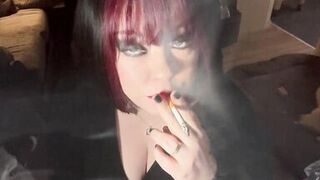 British Tart Tina Snua Tugs On Her Perky Nipples & Chain Smokes 2 Cigarettes - Big Tits BBW Satisfies Yr Smoking Fetish