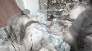 2 part my father is going on a trip and we are getting the clothes ready with my stepmother and we fuck in my father's bed