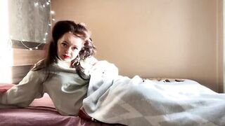 Hot Mistress Lara touches her big natural tits in the morning