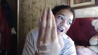 Ebony MILF slut fingers her holes with long nails - 12 image