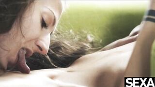 Horny lesbian fantasizes about her friend's big natural tits