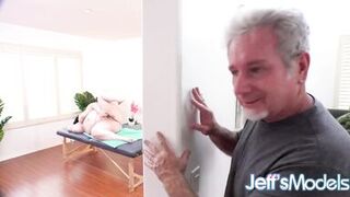 Masseur Feasts His Eyes on Naked BBW Eliza Allure as She Masturbates