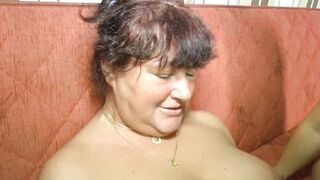 Pussies of two brunette German milfs are stretched by their husbands but they are still for a threesome with their lover - 13 image