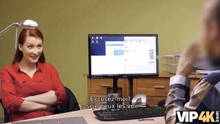 VIP4K. Redhead with big tits is rammed by the lender