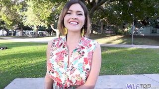 MilfTrip Big Tit MILF Krissy Lynn Spreads Pussy Lips For Lucky Guy