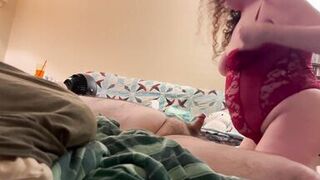 Busty back & butt rub plus blowjob while watching TV with my voluptuous vixen - 11 image