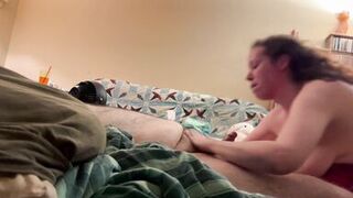 Busty back & butt rub plus blowjob while watching TV with my voluptuous vixen - 12 image