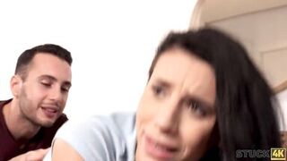 STUCK4K. Wonderful brunette from Romania is addicted to phones and sex