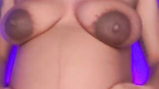 Erotic brunette with big nipples teases u with her body lotion routine