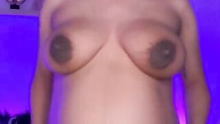 Erotic brunette with big nipples teases u with her body lotion routine