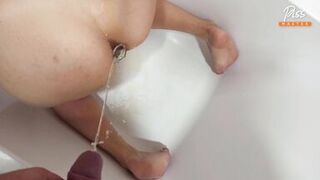 Sexy MILF pisses in slave's mouth. Golden Rain. Compilation