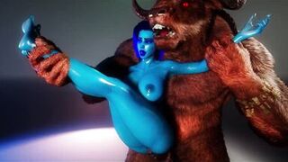 Monster Huge cock of this Minotaur perfectly stretches the pussy of this Blue skinned babe