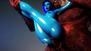 Monster Huge cock of this Minotaur perfectly stretches the pussy of this Blue skinned babe