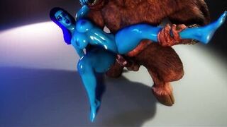 Monster Huge cock of this Minotaur perfectly stretches the pussy of this Blue skinned babe