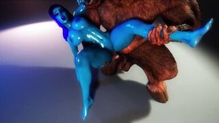 Monster Huge cock of this Minotaur perfectly stretches the pussy of this Blue skinned babe