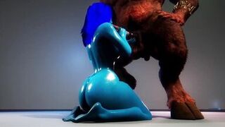 Monster Huge cock of this Minotaur perfectly stretches the pussy of this Blue skinned babe