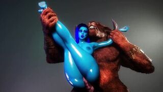Monster Huge cock of this Minotaur perfectly stretches the pussy of this Blue skinned babe