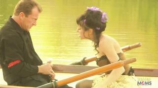 Beautiful horny brunette loves to be fucked on a boat until you cum on her feet