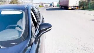 Blonde German whore fucked without a condom in public on the street! Daynia