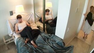 Nagging mother-in-law wants stepson to clean but gets stuck and fucked instead