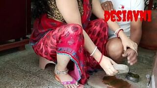 desi avni bangali mother working in kitchen while he want to suck her boobs - 1 image
