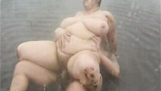 Fat woman fucked outdoors in the mud