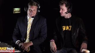 FAKEhub Redhead Teen and Ebony MILF teacher share a cock