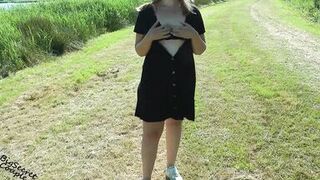 real hot mom, amateur milf is flashing naked on the trail