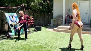 Big Ass Redhead Milf Plays Dick Ball With Step Son's Huge White Cock