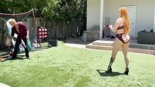 Big Ass Redhead Milf Plays Dick Ball With Step Son's Huge White Cock