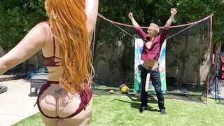 Big Ass Redhead Milf Plays Dick Ball With Step Son's Huge White Cock