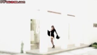 Bigboob MILFs in stockings threeway nailed in doggystyle