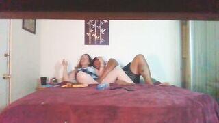 Sexy busty milf smoking while guy slides his hands up her skirt and plays with her pussy